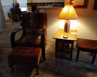 Recliner and Amish end tables