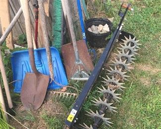 Yard tools and Pull Along Lawn Aerator