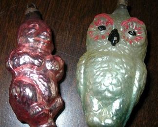 Nice blown glass ornaments -- bear, owl.