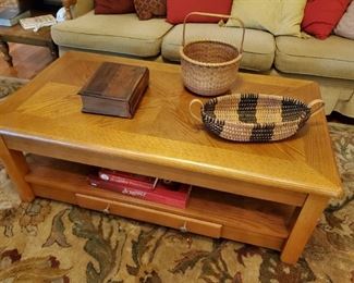 Modern oak tilt top coffee table 