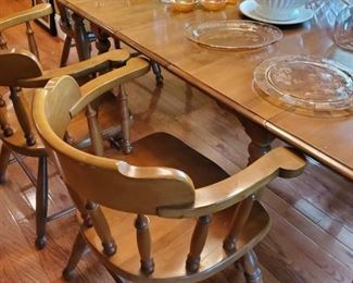 Hard rock Maplewood table and six chairs,  exceptional 