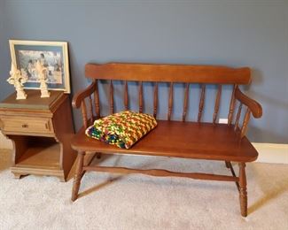 Solid maple courting bench 