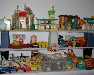 Vintage Fisher Price including Holiday Inn, Sesame Street, and other Little People buildings & vehicles, plus Adventure People vehicles, bags of people, accessories, furniture, more.