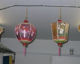 Awesome and extremely delicate very old hand-painted Chinese lanterns