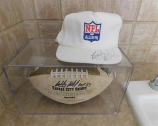 Signed Bobby Bell NFL Cap and Football HOF 1983