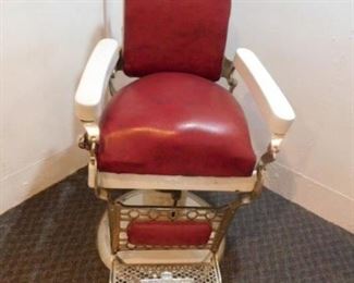 Antique Berninghaus barber chair needs handle repair
