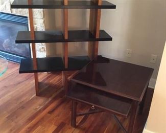 Wooden Bookcase and Drexel Table