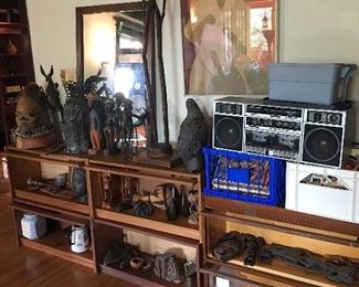 VINTAGE African Art and Sculpture Walnut Lane Mirror