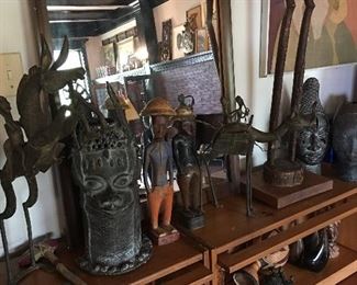 African Artwork Sculptures Several Barrister Bookcases