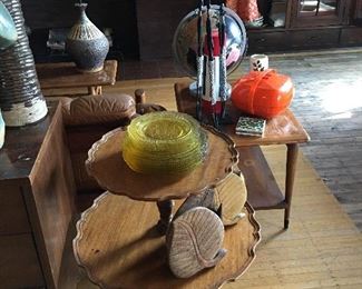 Tripod Table Depression Glass African Artifacts Pottery Smalls Decor