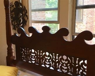 Hand Carved WALNUT Antique Four Poster Bed