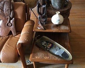 Danish Sofa Turan Brass and Mosaic Pottery Fiberglass Planter Hairpin Wrought Iron