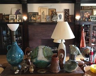 Fantoni Pottery Signed West German Pottery Lamps