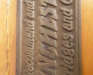 BRASS WINCHESTER PLAQUE