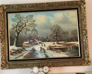 Winter Scene oil by Barungart