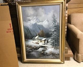 Winter Scene Oil by Vasily Fyodorovich Mazur