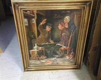 Fisherman at a table oil by Kaiser