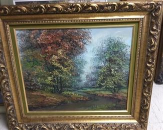 Autumn River Scene oil by Marker