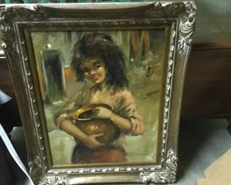 Mexican Girl at Market Oil by Ferenci