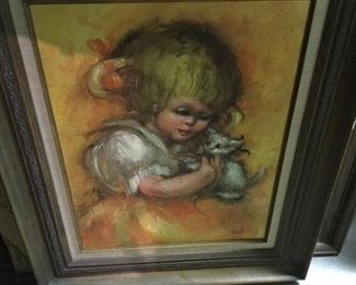 Girl With Dog Oil by Dwight Kirsch