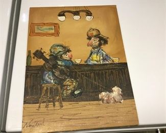 Clown Scene Oil by Newland