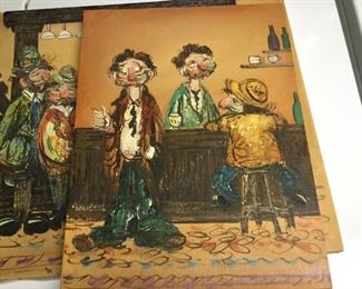 Clown Scene Oil by Newland