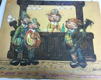 Clown Scene Oil by Newland