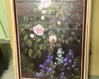 Roses with Brick Wall Oil by Vera