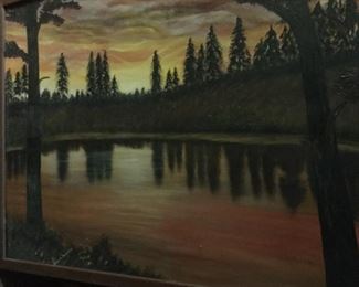 Sunset in Forest oil by Helen Simpson