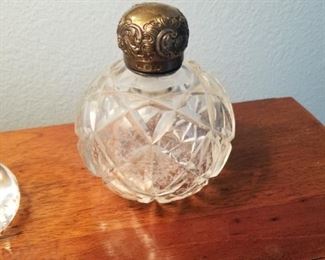 large scent bottle with sterling silver top