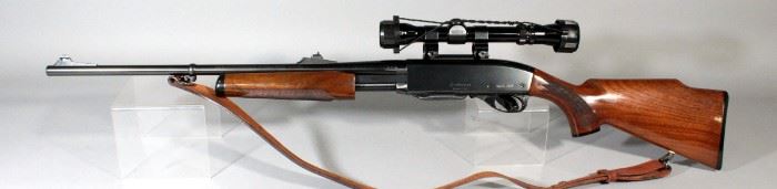 Remington Model 7600 30-06 SPRG Cal, Pump Action Rifle SN# B8095415, With Redfield 2-7 Power Widefield Scope, Leather Sling And Paperwork, In Soft Cas