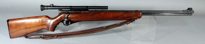 O.F. Mossberg Model 46B-b .22SLLR Bolt Action Rifle SN# Not Found, With Sling, Scope, And Paperwork