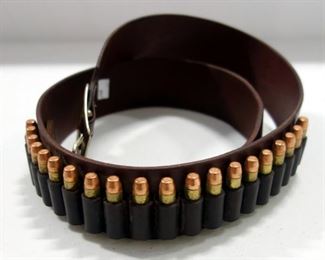 Leather Cartridge Belt, 20 Loops, Size 38/42, Includes 20 Rounds Of 357 Mag