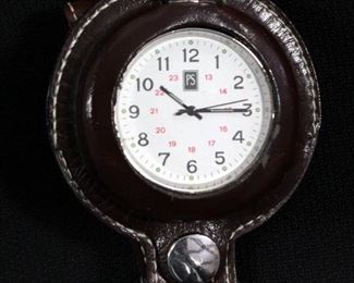 Paul Sebastian Pocket Watch In Leather Carry Case