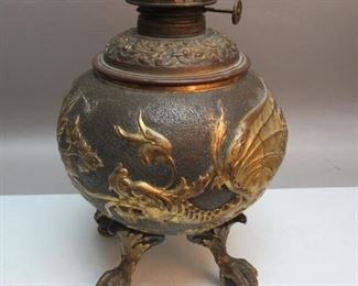 Bronze Serpent Claw Foot Oil Lamp