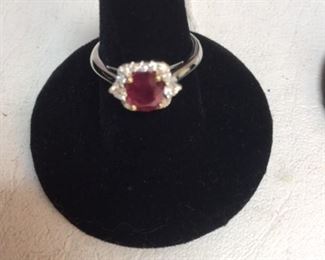 14kt White Gold Ruby Diamond Ring