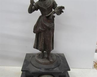 Antique French Slate Statue Clock