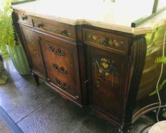 Handpainted Sideboard with Marble Top