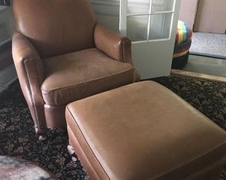 Hendredon  Leather Chair and Ottoman 