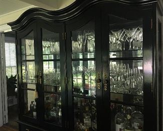 Thomasville China cabinet with Black Finish and Glass Shelving