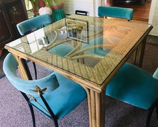 Game table and 4 Vintage Jonathan Adler Chairs, Mint Condition....