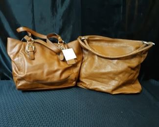 2 brown leather purses
