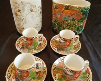 Two Rosenthal vases and four Andrea by Sadek tea cups