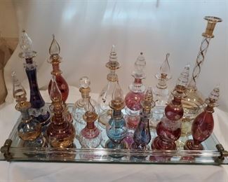 Beautiful assortment of tincture or perfume bottles