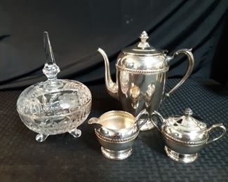 FB Rogers Silver Co set and vintage candy dish