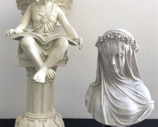 Handcrafted Miniature Fairy Statue Veiled Maiden Bust