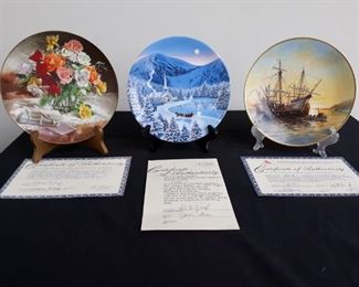 Set of 3 W. L. George Collectors Plates with Certificates of Authenticity