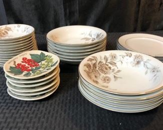 Various Porcelain Plates w Floral Patterns