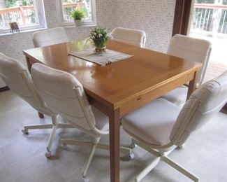 TEAK TABLE WITH 8 CHAIRS