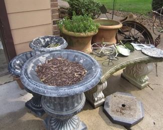 CEMENT BENCH AND POTS